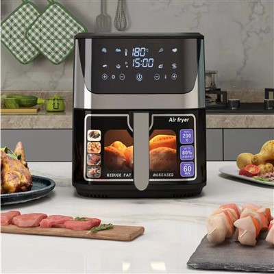 Fregidora d'aire profund d'acer inoxidable de 10 litres amb pantalla digital per a la cuina casolana Fregidora elèctrica d'aire profund sense oli